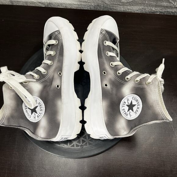 Converse Womens Sz 8 Chuck Taylor AS Lugged MC Washed Gray Tie Dye HighTop Shoes - Picture 9 of 10